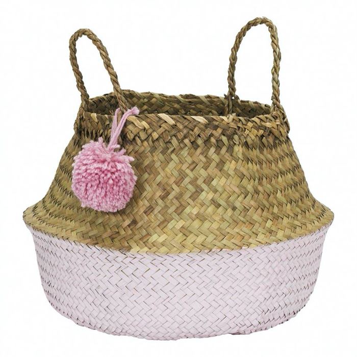 Кошик pompom, розмір M, рожевий колір із морської трави