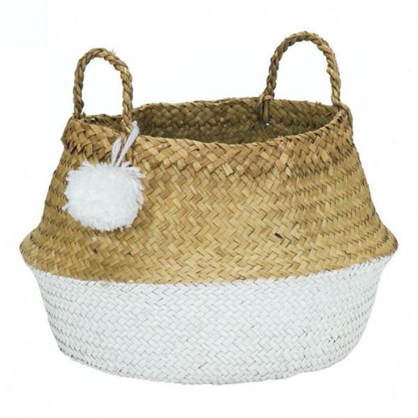 Кошик pompom, розмір M, білий колір з морської трави