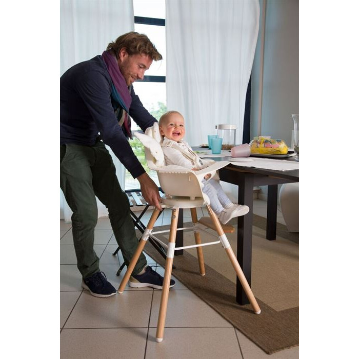 Стілець для годування Childhome Evolu ONE.80° з бампером - natural/white