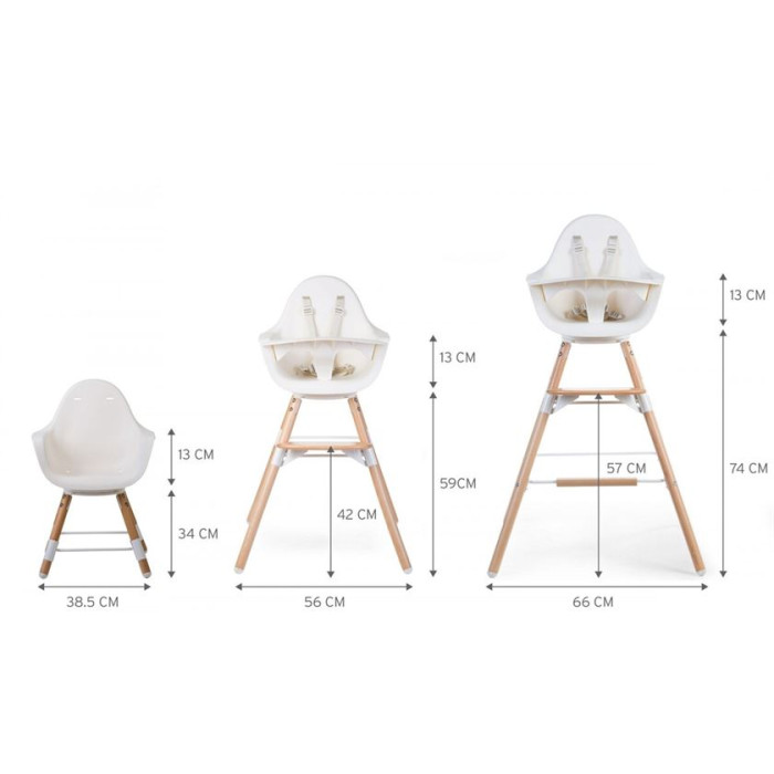 Стілець для годування Childhome Evolu ONE.80° з бампером - natural/white