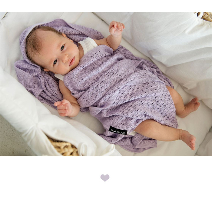 Дитячий ажурний плед LULLALOVE Butterfly Dusky Lilac 90х90 см