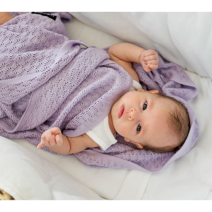 Дитячий ажурний плед LULLALOVE Butterfly Dusky Lilac 90х90 см