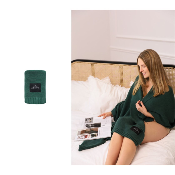 Великий бамбуковий плед LULLALOVE Classic Bottle Green 160х120 см