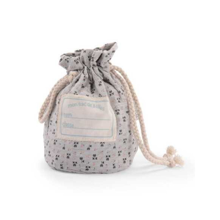Moulin Roty  Іграшка торбинка з кульками Champion' bag of marbles Aujourd'hui c'est mercredi, (скло/бавовна)