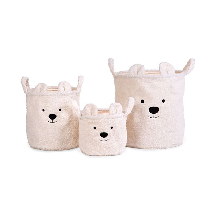 Набір корзин для іграшок Childhome Teddy білий, арт. CCBTWSET