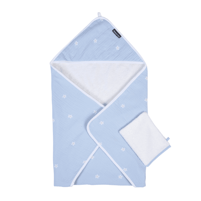Рушник з капюшоном Childhome 80x80 flower blue, арт. CCBCMBF