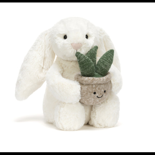 Jellycat Плюшевий зайчик кремового кольору з рослиною 