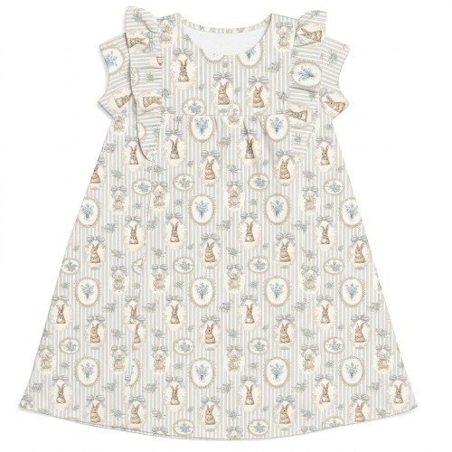 Сукня  з коротким рукавом і оборкою з бавовни Supima DR018 IVORY