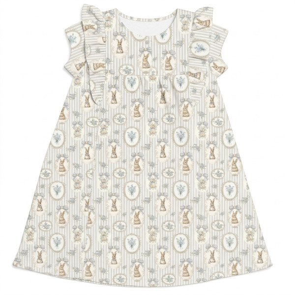 Сукня  з коротким рукавом і оборкою з бавовни Supima DR018 IVORY