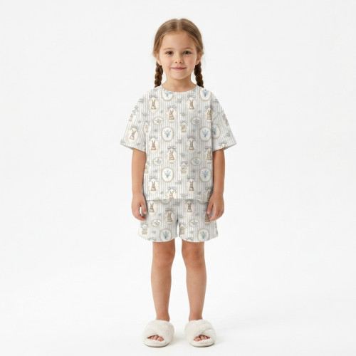 Комфортный комплект OVERSIZE из органического Pima коттона с коротким рукавом PJ006 IVORY