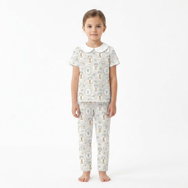 Дитяча піжама з комірцем 100% pima котона PJ021 IVORY