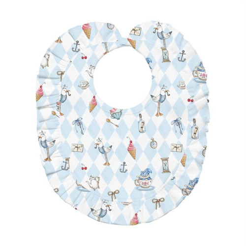Слюнявчик з обробкою рюшкой BIB006 Diamond Blue
