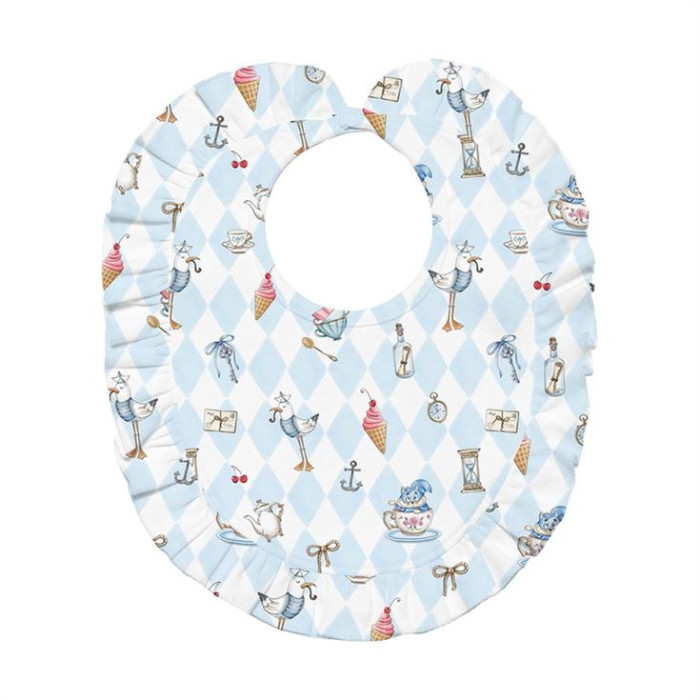 Слюнявчик з обробкою рюшкой BIB006 Diamond Blue