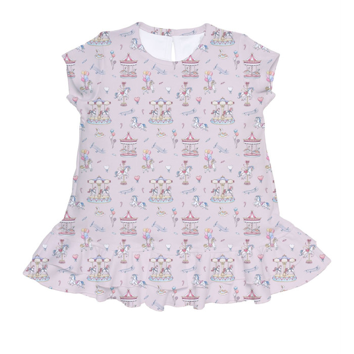 Сукня  з коротким рукавом і оборкою з бавовни Supima DR002 Bonbon Pink
