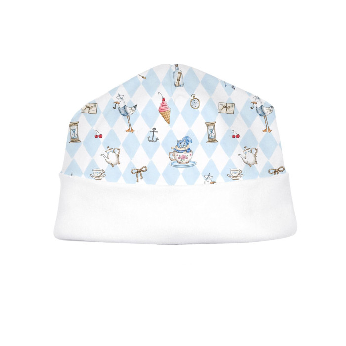 Дитяча шапочка з відворотом H004  Diamond Blue