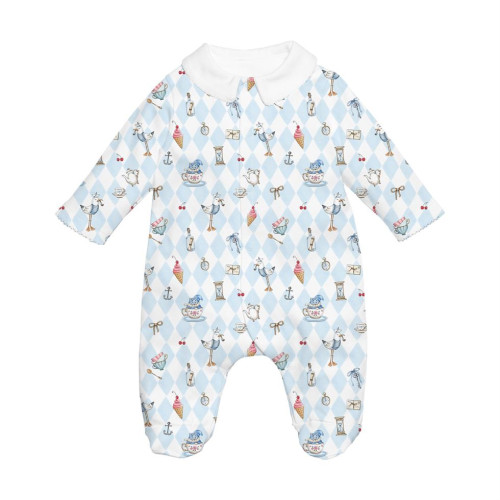 Слип с воротничком из 100% хлопка Pima — модель K063 Diamond Blue