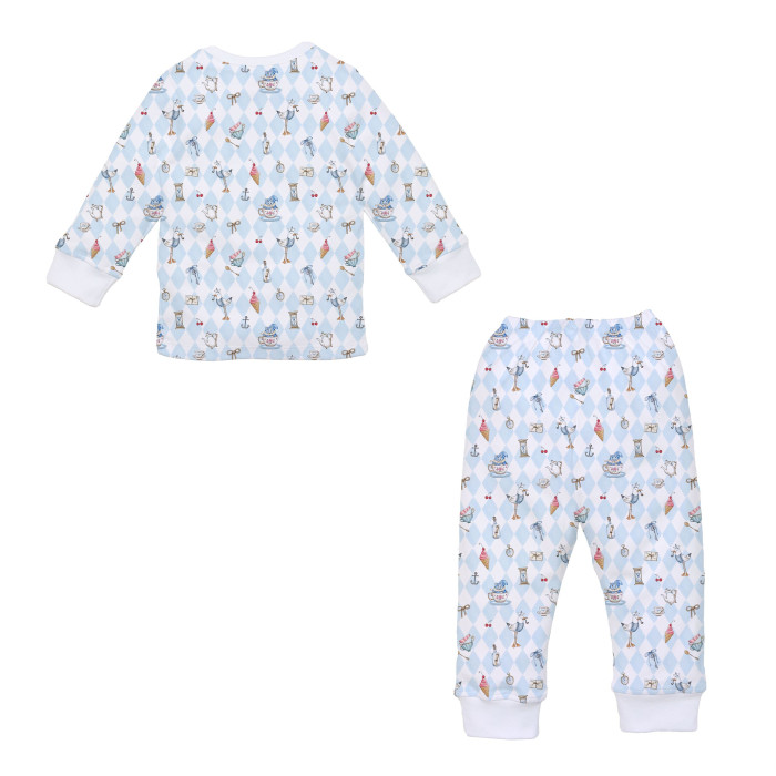 Дитяча піжама з довгим рукавом з 100% pima котона PJ001 Diamond Blue