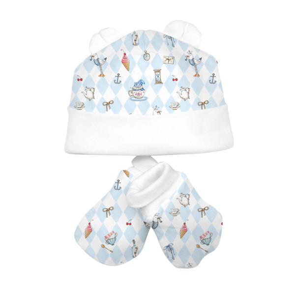 Комплект: шапочка и царапки Set010 Diamond Blue