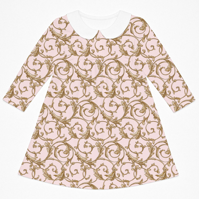 Чарівна сукня з рюшами, довгим рукавом i комірцем з бавовни Supima DR016CL Allure Pink