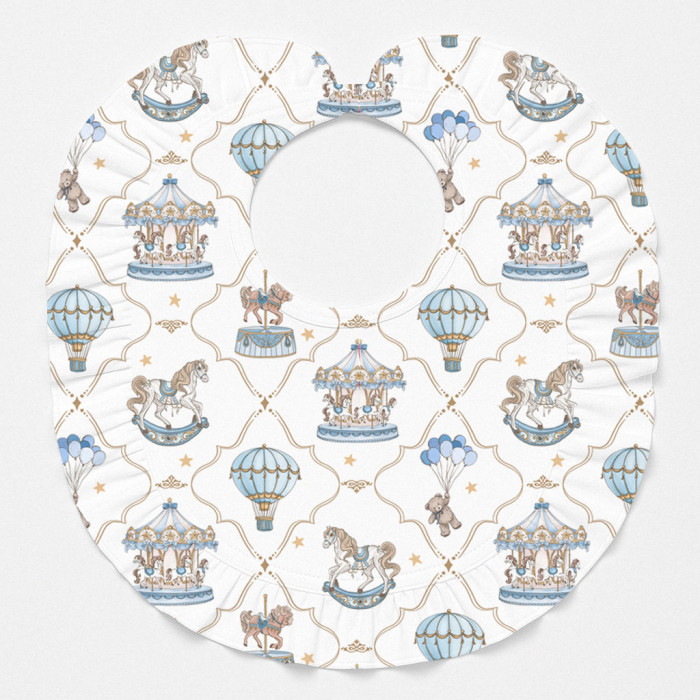 Слюнявчик з обробкою рюшкой BIB006 Coquette blue
