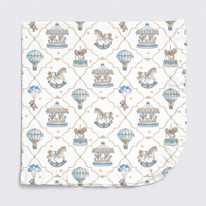Двошарова дитяча ковдра з рюшей BL002 Coquette blue