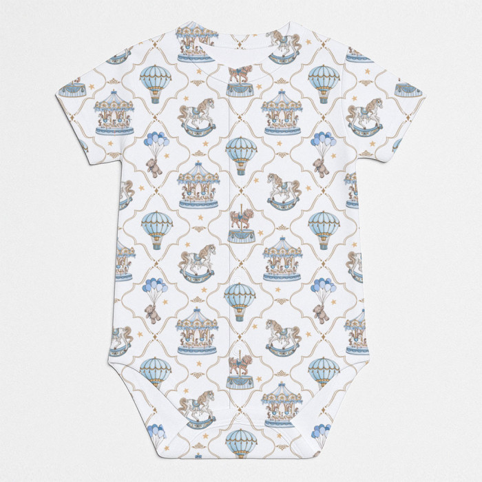 Боді Передня застібка з коротким рукавом для немовлят BSHL009 Coquette blue
