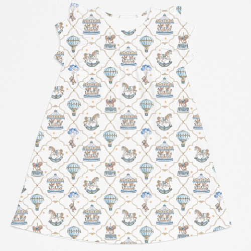 Сукня  з коротким рукавом і оборкою з бавовни Supima DR018 Coquette blue