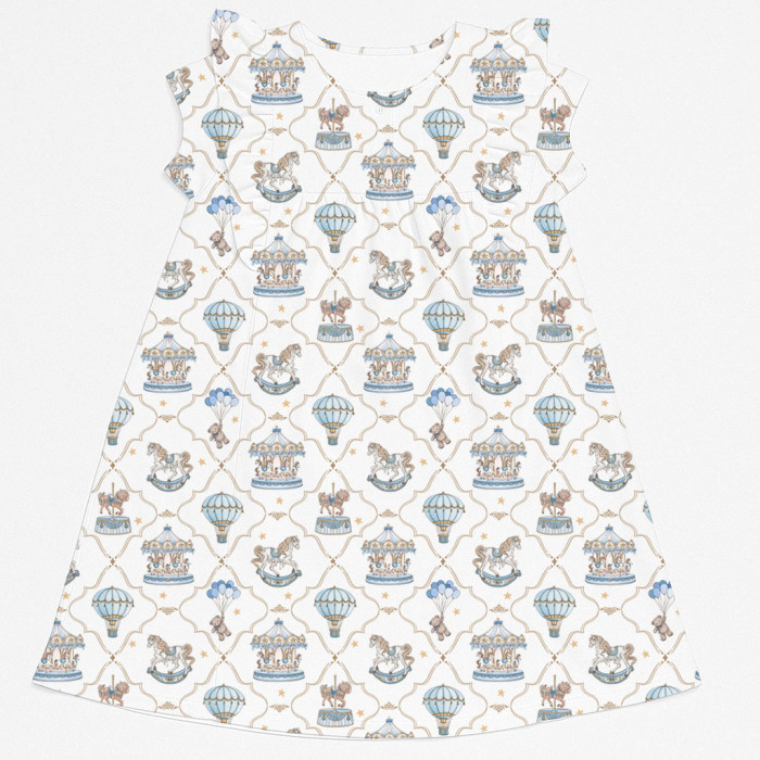 Сукня  з коротким рукавом і оборкою з бавовни Supima DR018 Coquette blue