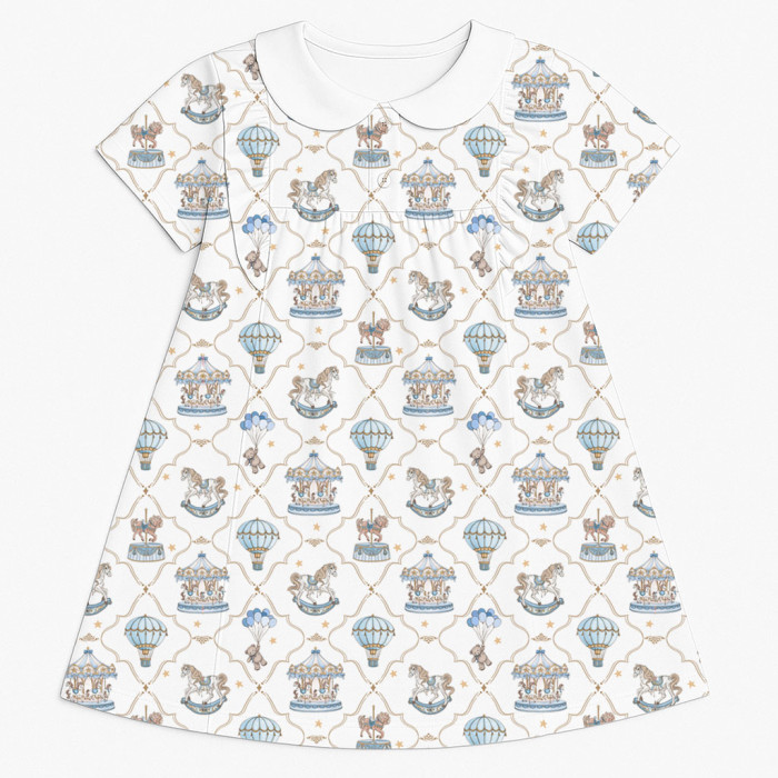 Сукня  з коротким рукавом і оборкою i комірцем з бавовни Supima DR018CL Coquette blue
