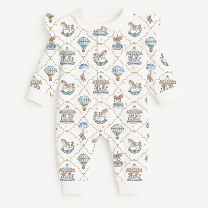 Ромпер з довгим рукавом з комiрцем i рюшками  K070CL Coquette blue