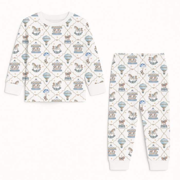 Дитяча піжама з довгим рукавом з 100% pima котона PJ001 Coquette blue