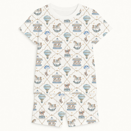 Комфортный комплект из органического Pima коттона с коротким рукавом PJ005 Coquette blue