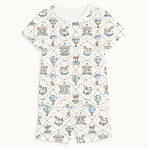 Комфортний комплект із органічного піма котону з коротким рукавом PJ005 Coquette blue