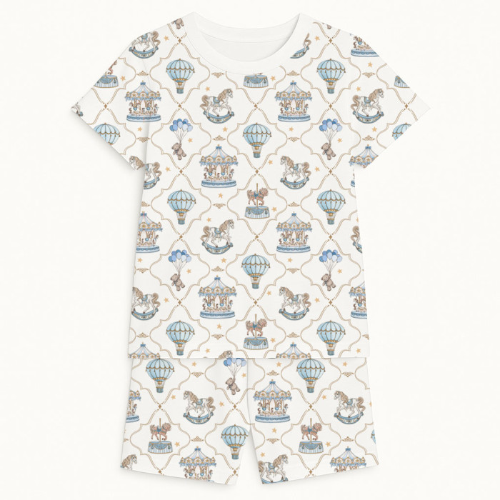 Комфортний комплект із органічного піма котону з коротким рукавом PJ005 Coquette blue