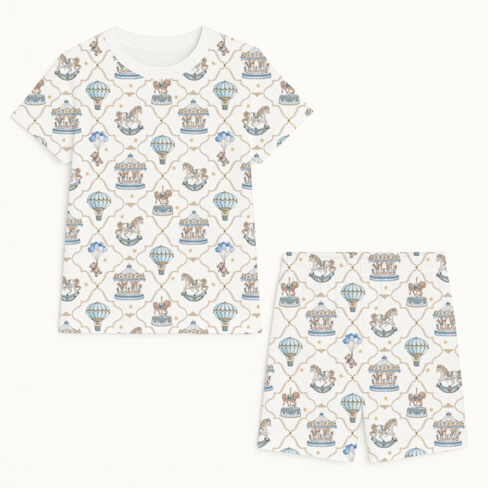Комфортний комплект із органічного піма котону з коротким рукавом PJ005 Coquette blue