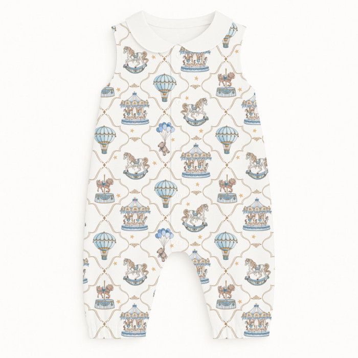 Довгий пісочник з рукавами i комерцем з бавовни Supima R009CL Coquette blue