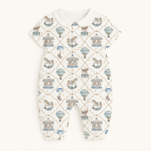 Длинный песочник с рукавами и воротником из хлопка Supima R017 Coquette blue