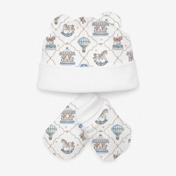 Комплект: шапочка та царапки Set010 Coquette blue