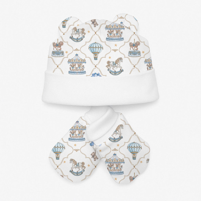 Комплект: шапочка та царапки Set010 Coquette blue