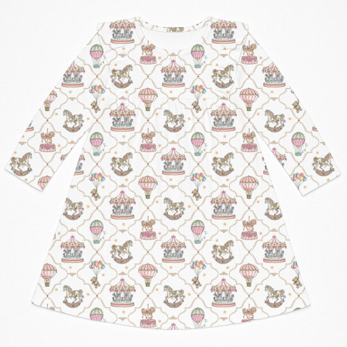 Чарівна нічна сукня з рюшами та довгим рукавом з бавовни Supima DR016 Coquette colorful