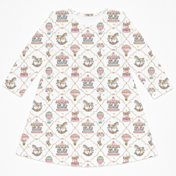 Чарівна нічна сукня з рюшами та довгим рукавом з бавовни Supima DR016 Coquette colorful