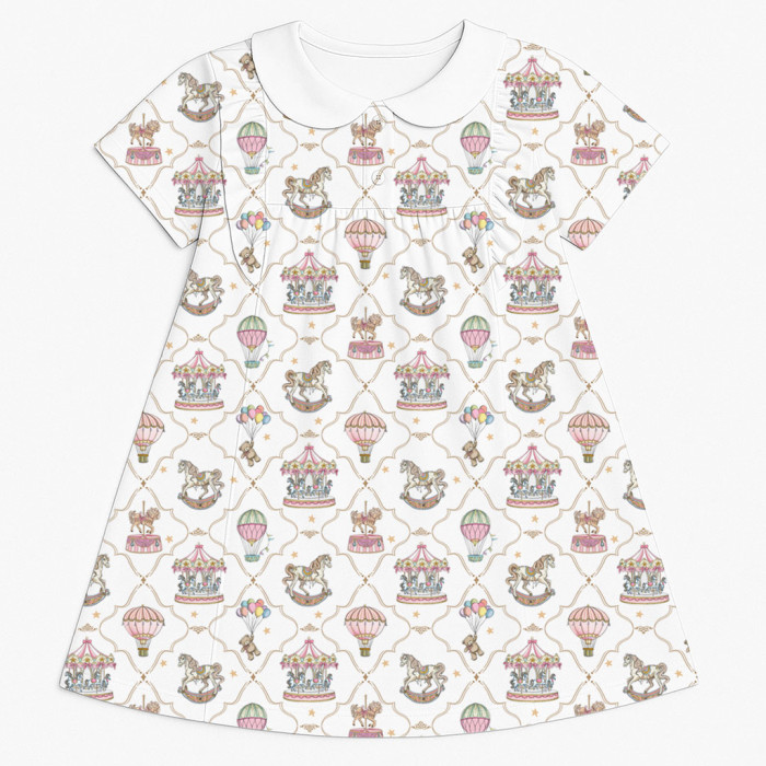 Сукня  з коротким рукавом і оборкою i комірцем з бавовни Supima DR018CL Coquette colorful