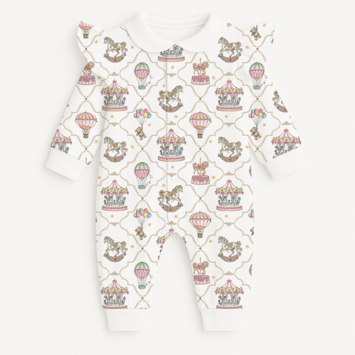 Ромпер з довгим рукавом з комiрцем i рюшками  K070CL Coquette colorful