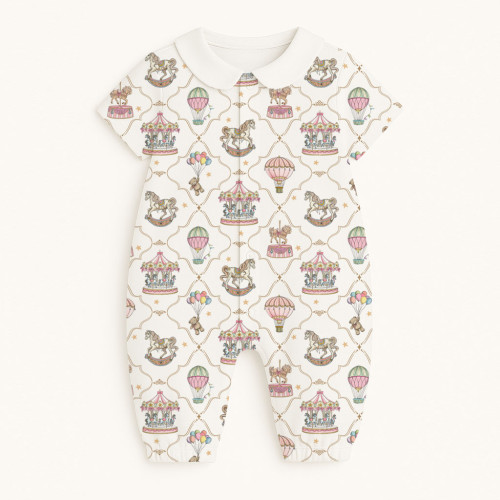 Длинный песочник с рукавами и воротником из хлопка Supima R017 Coquette colorful