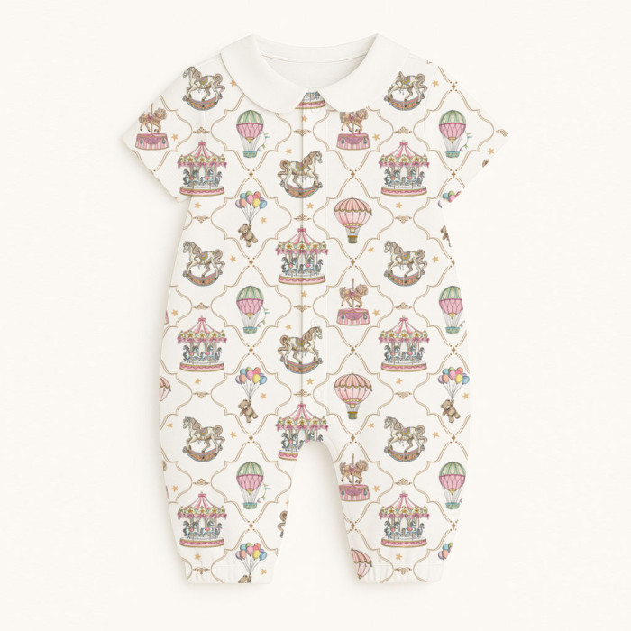 Довгий пісочник із рукавами з бавовни з комiрцем Supima R017 Coquette colorful