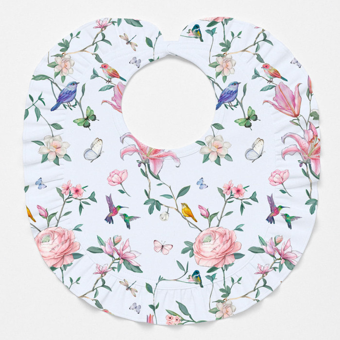 Слюнявчик з обробкою рюшкой BIB006 Lilly Print