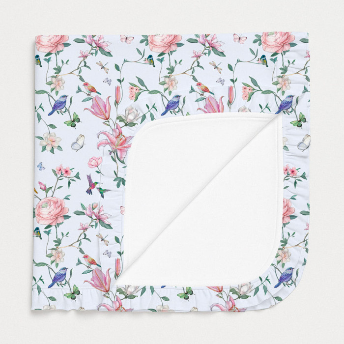 Двошарова дитяча ковдра з рюшей BL002  Lilly Print