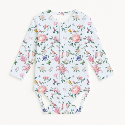 Боди Передняя застежка с длинным рукавом для малышей BLS005  Lilly Print