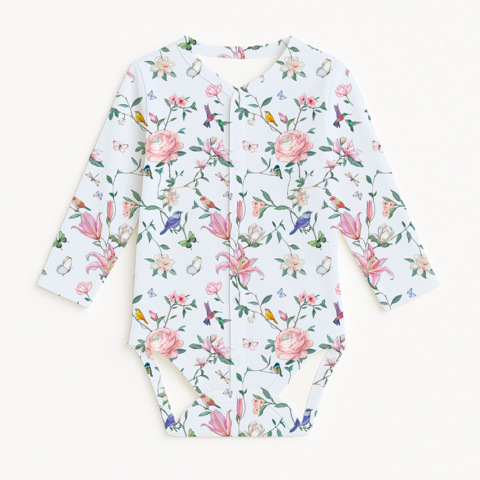 Боді Передня застібка з довгим рукавом для немовлят BLS005  Lilly Print