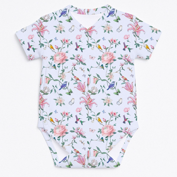 Боді Передня застібка з коротким рукавом для немовлят BSHL009  Lilly Print